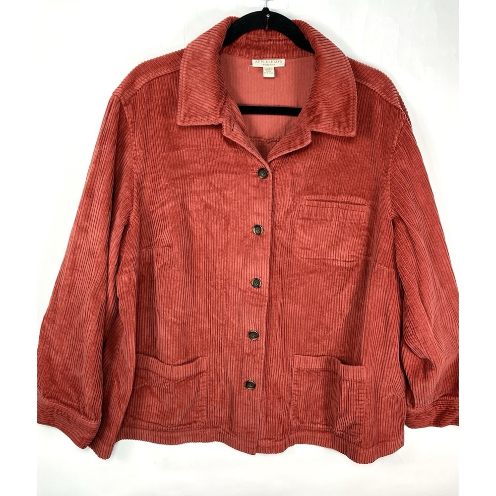 Appleseeds Women's Corduroy Button Up Shirt  Burnt Orange Size 2XL Fall‎ Winter